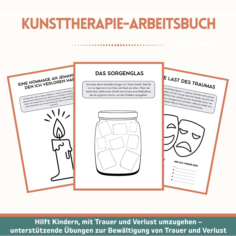 Kunsttherapie-Arbeitsbuch für Kinder & Jugendliche – 110+ ausdruckbare Aktivitäten zur psychischen Gesundheit (CBT, Achtsamkeit & SEL)