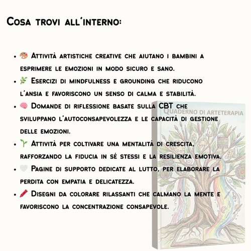 Quaderno di arteterapia per bambini e ragazzi – oltre 110+ attività stampabili per il benessere mentale (CBT, mindfulness e SEL)