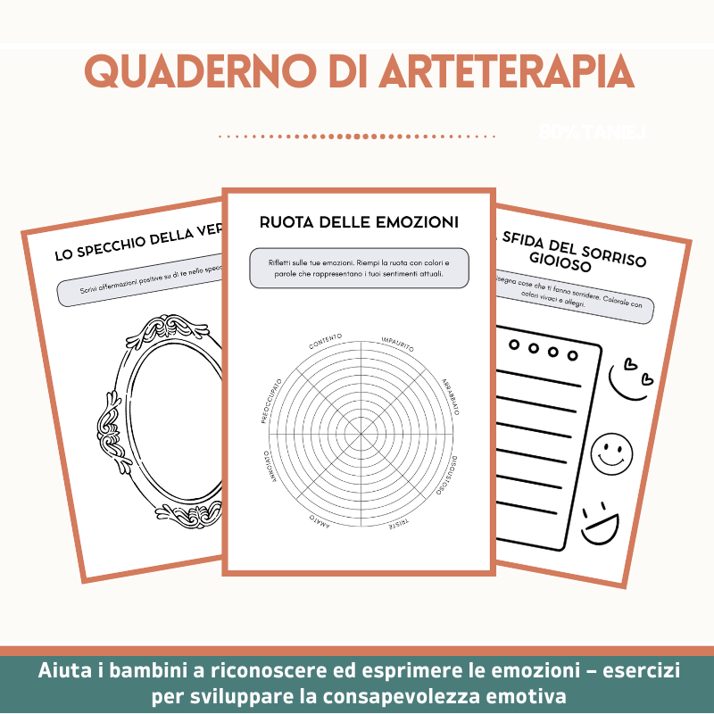 Quaderno di arteterapia per bambini e ragazzi – oltre 110+ attività stampabili per il benessere mentale (CBT, mindfulness e SEL)