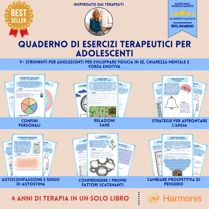Quaderno di Terapia per Adolescenti - 9+ Strumenti Approvati Dai Terapeuti Per Sviluppare Sicurezza In Sé, Chiarezza Mentale E Forza Emotiva, Sostenendo La Crescita Del Tuo Adolescente