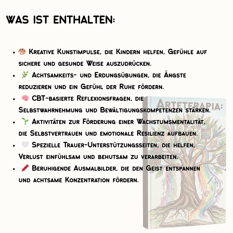 Kunsttherapie-Arbeitsbuch für Kinder & Jugendliche – 125+ ausdruckbare Aktivitäten zur psychischen Gesundheit (CBT, Achtsamkeit & SEL)