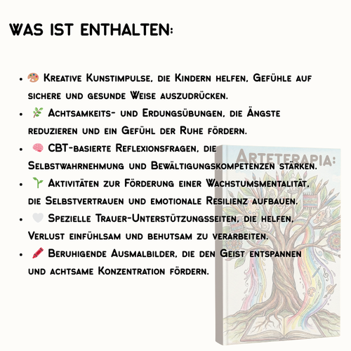 Kunsttherapie-Arbeitsbuch für Kinder & Jugendliche – 125+ ausdruckbare Aktivitäten zur psychischen Gesundheit (CBT, Achtsamkeit & SEL)