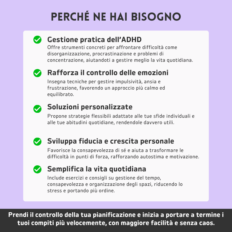 ADHD – Strumenti per le funzioni esecutive per la concentrazione quotidiana