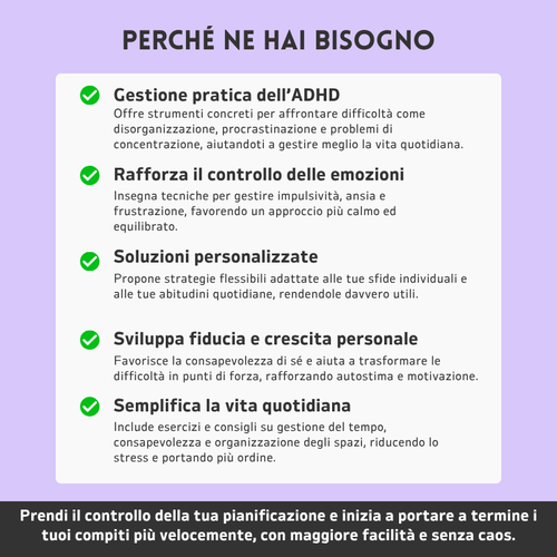 ADHD – Strumenti per le funzioni esecutive per la concentrazione quotidiana